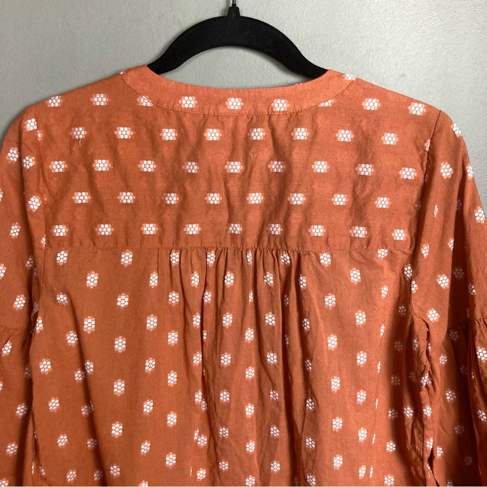 J. Jill peasant top orange brown patterned button India up small - Picture 4 of 9